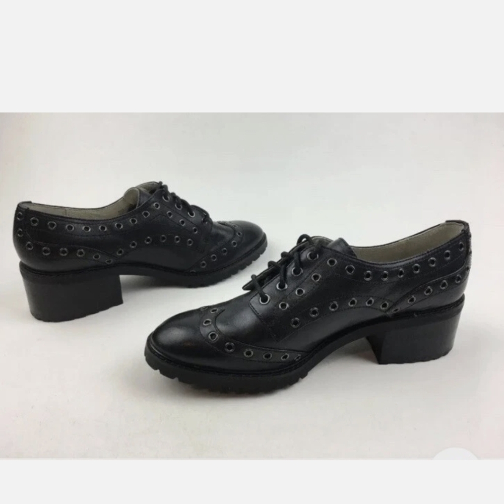 Michael Kors Edison Black Leather Women's Oxford Shoes Sz.9